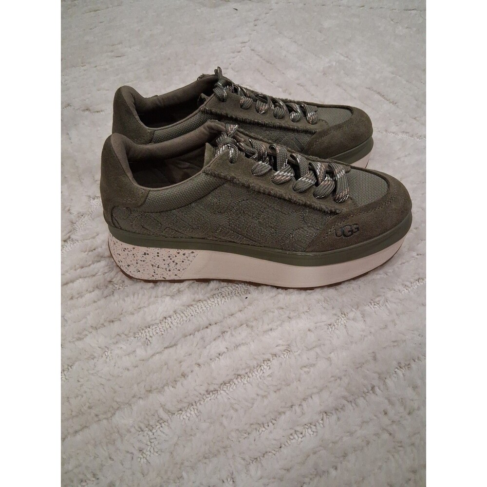 UGG Shoes Women’s 10 Green Marin Platform Sneakers Suede Lace Up New NOBOX SHELF